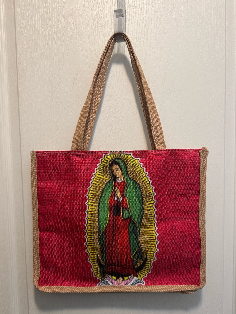 Our Lady of Guadalupe Jute Tote Bag